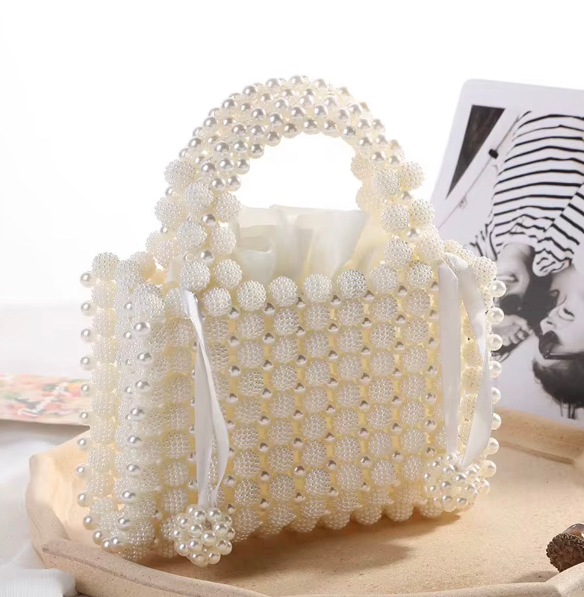 White Pearl Crystal Mini Bag