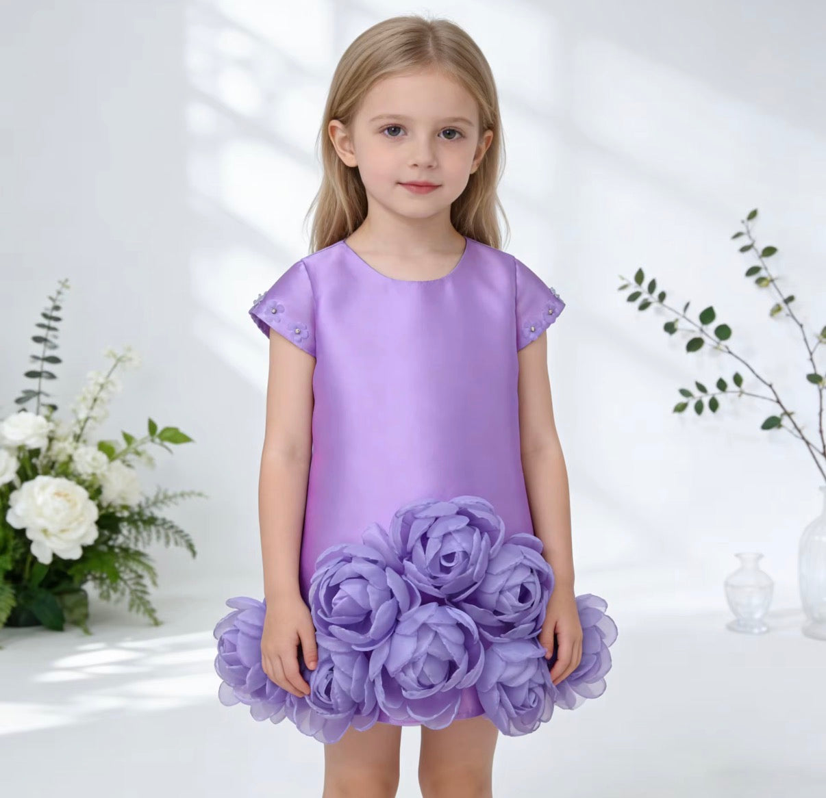 Lavender Rosette Bloom Dress