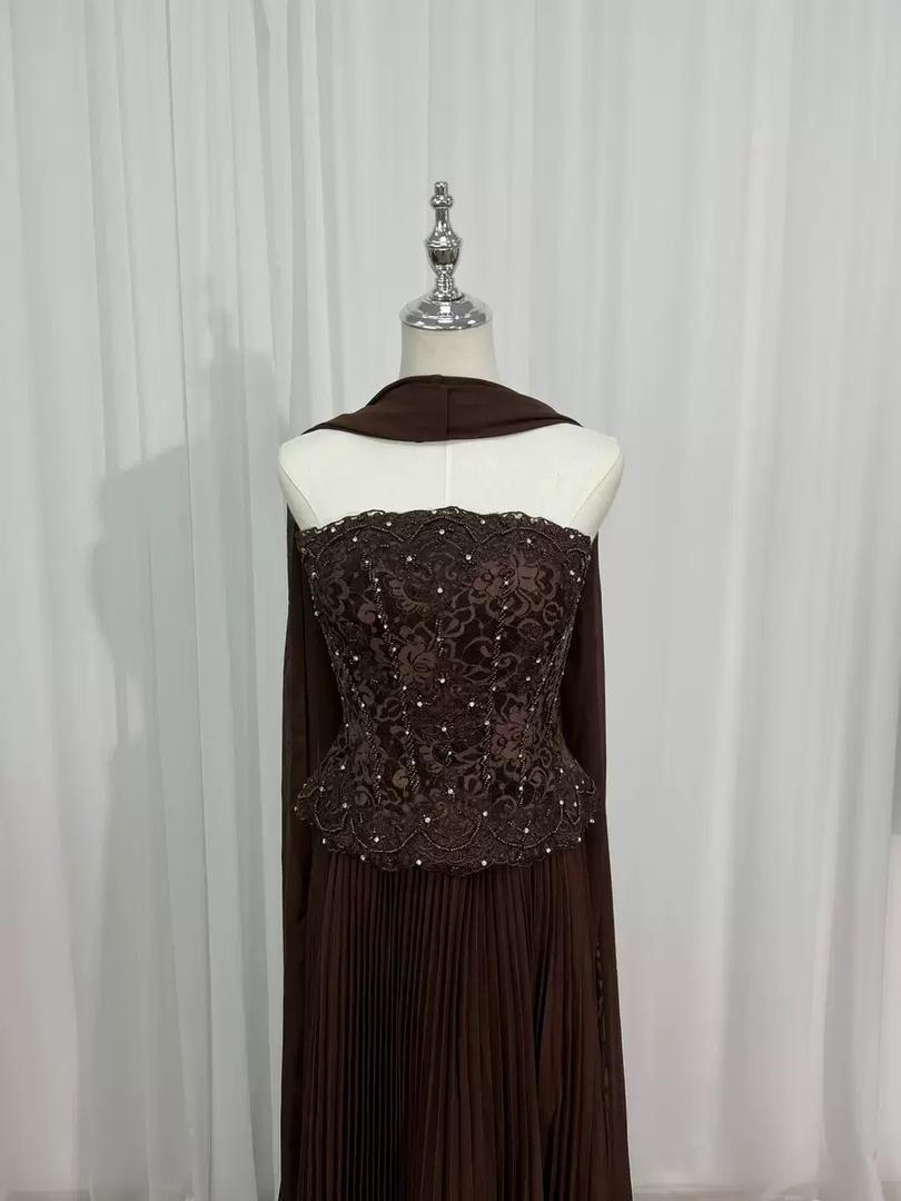 Embellished Corset Cape Gown