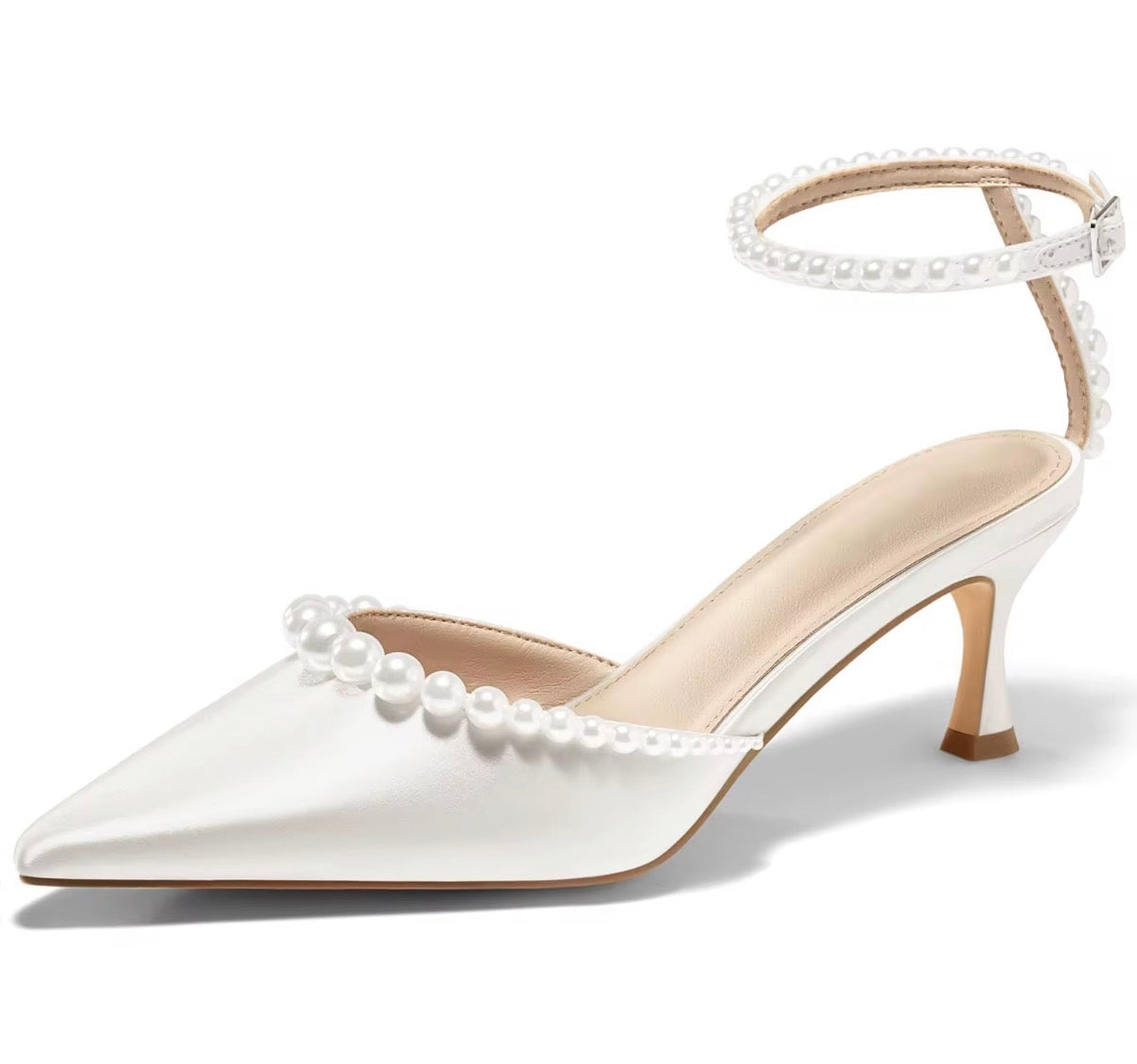 Pearl Strap Pointed Heels