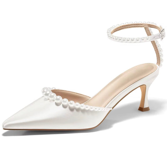 Pearl Strap Pointed Heels