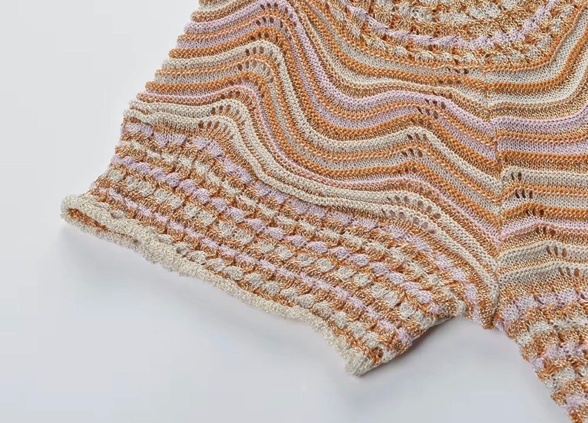 Sunset Wave Knit Maxi Dress