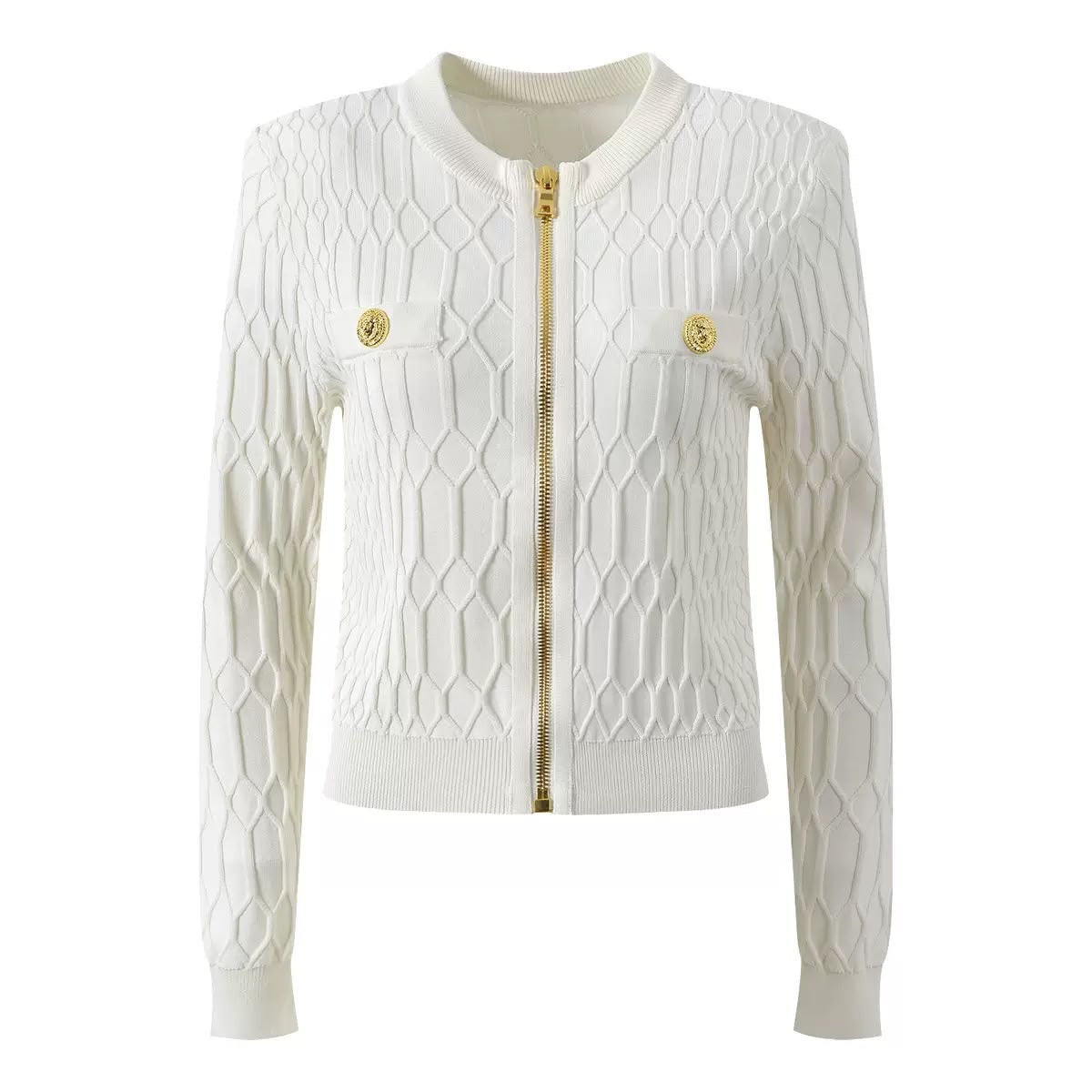 Monaco Gold Zip Knit Cardigan