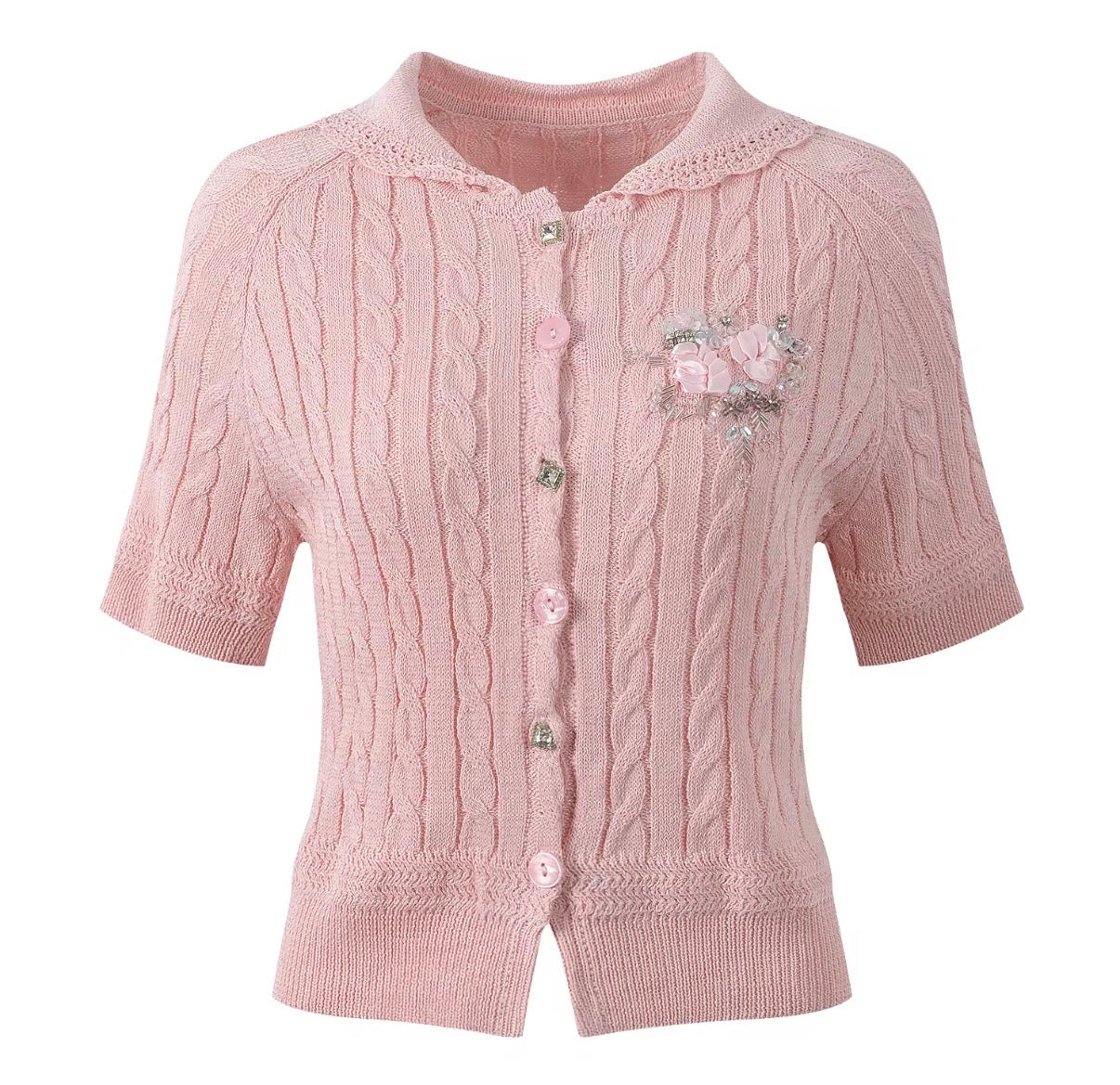 Rosette Knit Cardigan