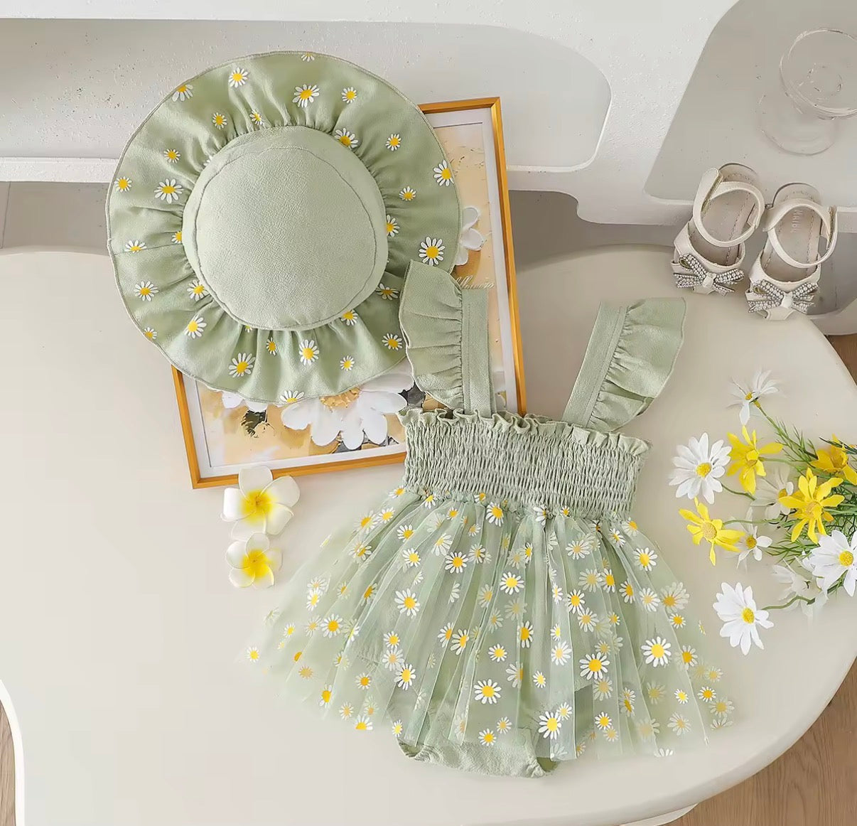 Sage Daisy Romper
