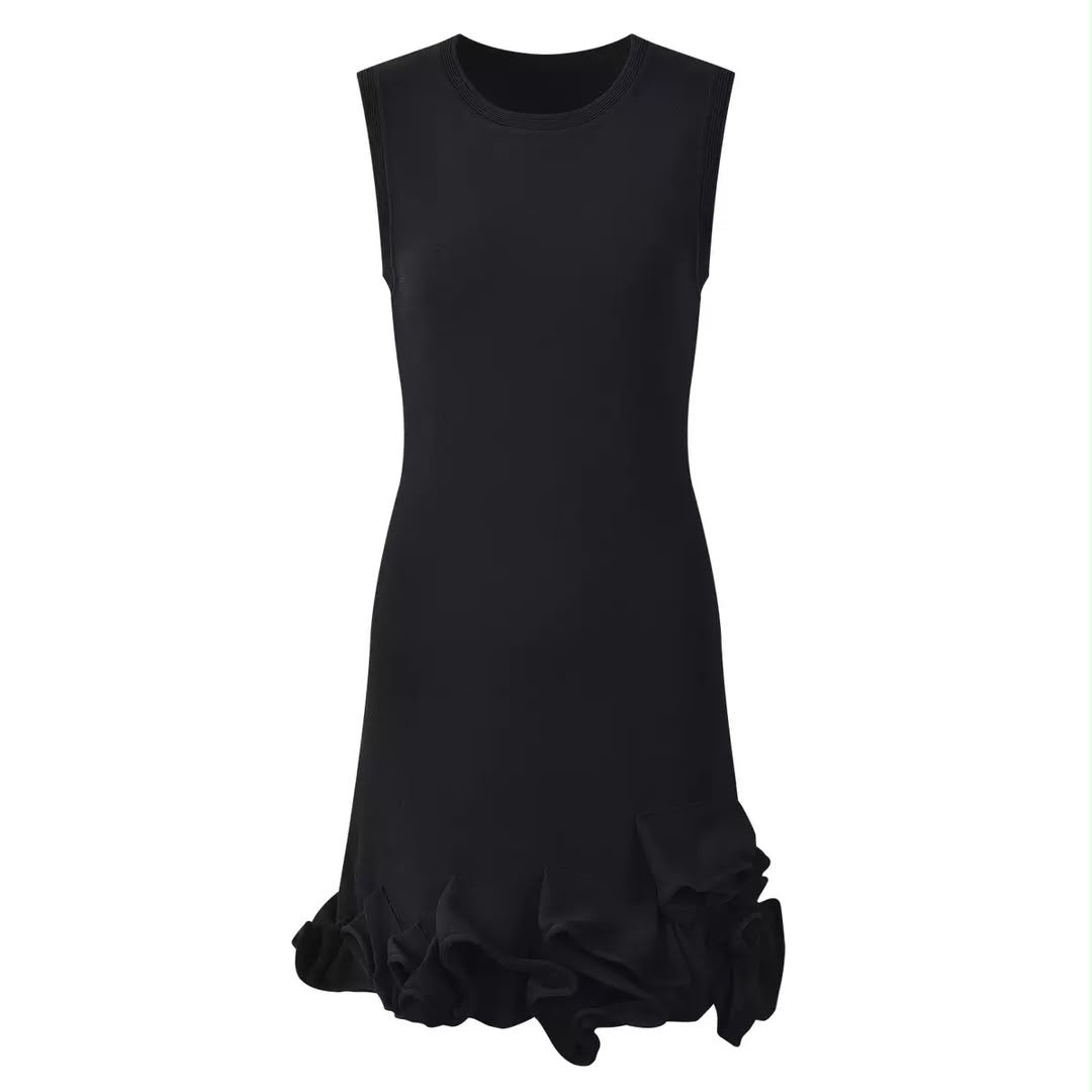 Rosette Hem Knit Dress