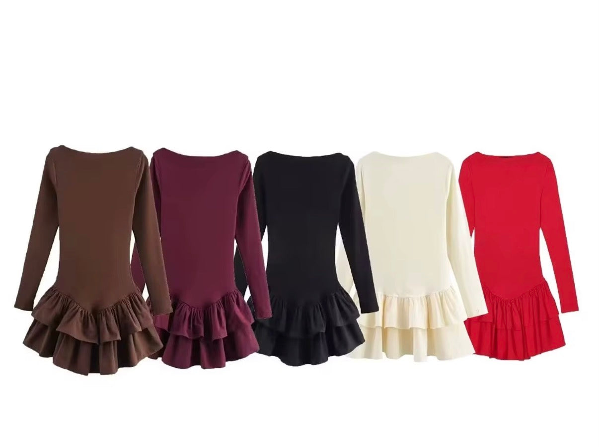 Long Sleeve Ruffled Mini Dress