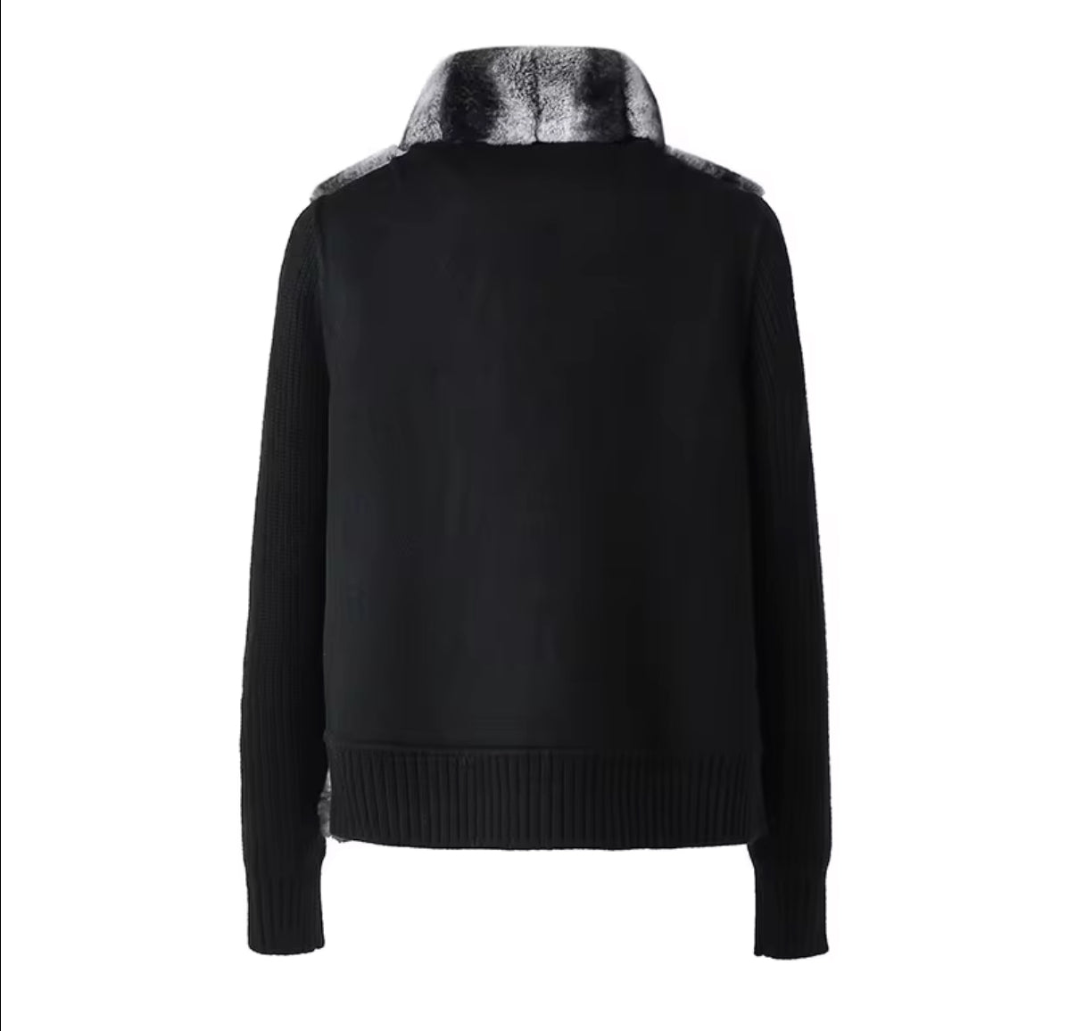 Winter Crest Fur-Panel Sweater Jacket