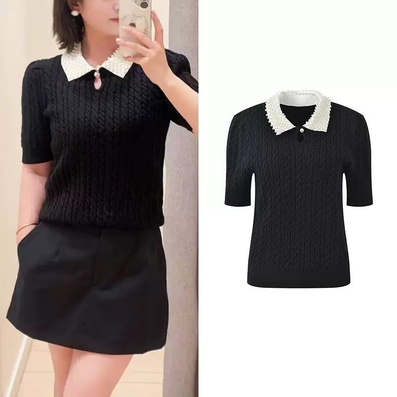 Pearl Noir Knit Top
