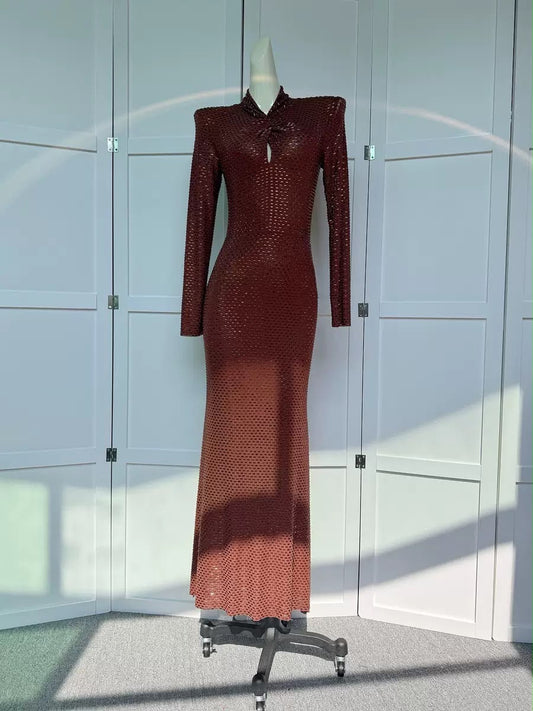 Bronze Crystal Cutout Gown