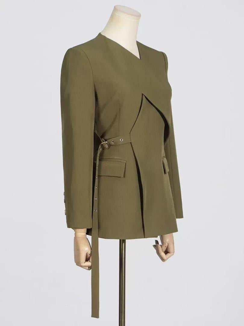 Modern Power Mini Dress with Angled Hem