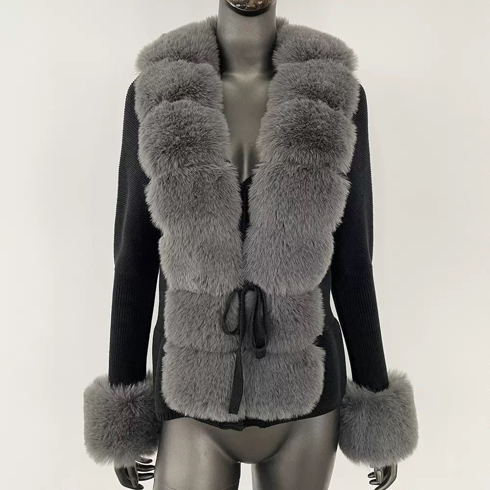 Winter Royale Knit Fur Cardigan
