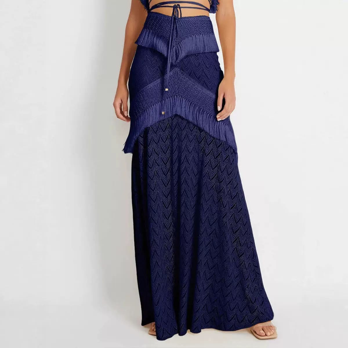 Fringe Crochet Maxi Skirt