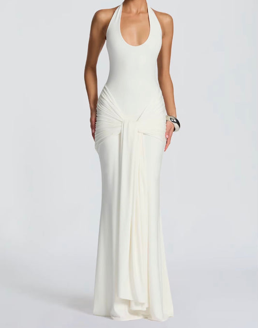 Halter Knot Draped Maxi Dress