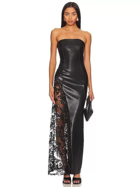 Midnight Allure Leather & Lace Dress Yabaya Boutique Midnight Allure Leather & Lace Dress Yabaya Boutique