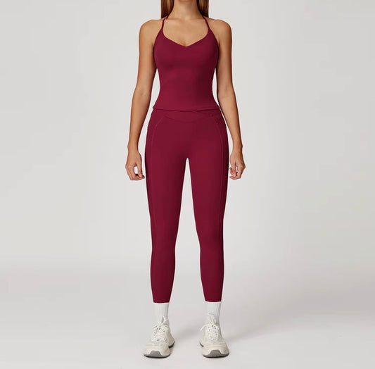 Strappy Cross-Back Sculpting Pocket Active Set