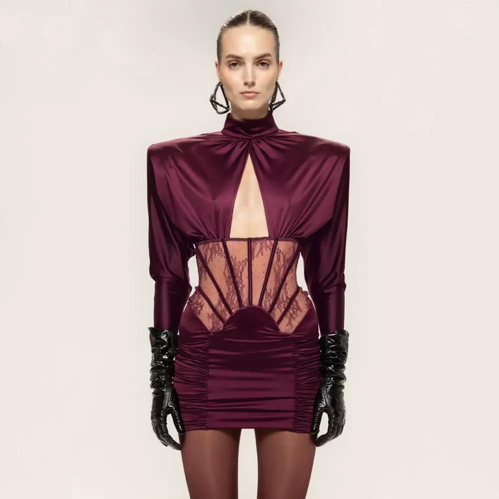 Burgundy Sirène Corset Dress