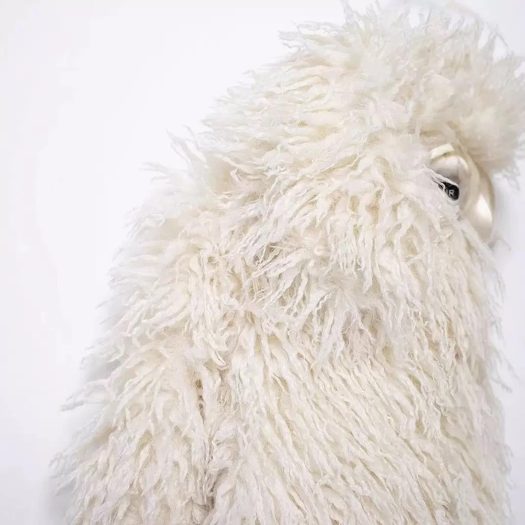 Chic White Faux-Fur Outerwear with Soft Shag Detailing