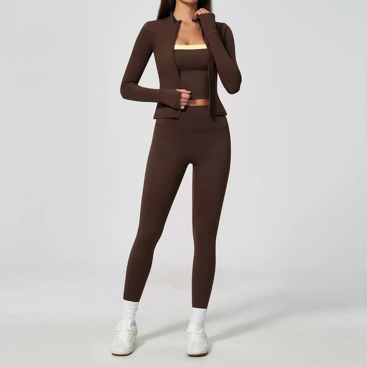 Zip-Up Activewear Three-Piece Set