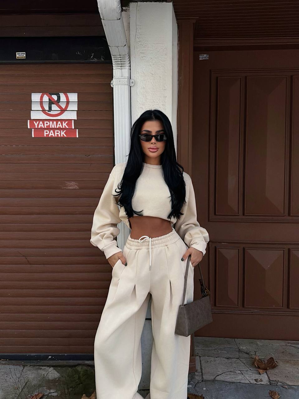 Cream Flow Wide-Leg Set