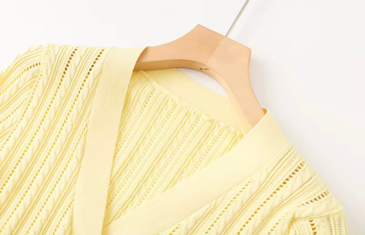 Peplum Button Knit Maxi Dress