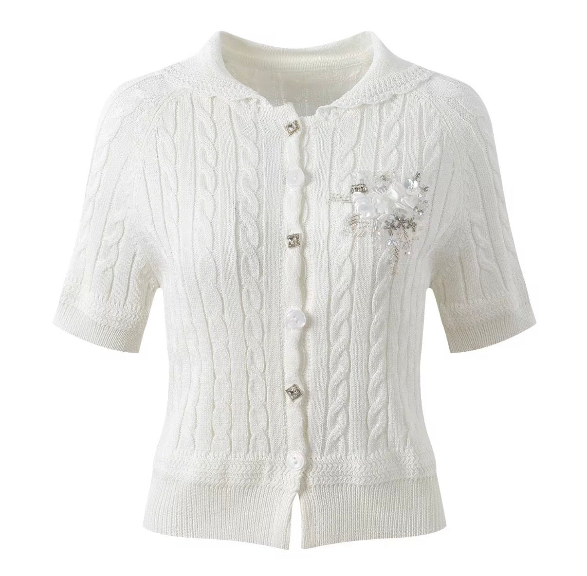 Rosette Knit Cardigan
