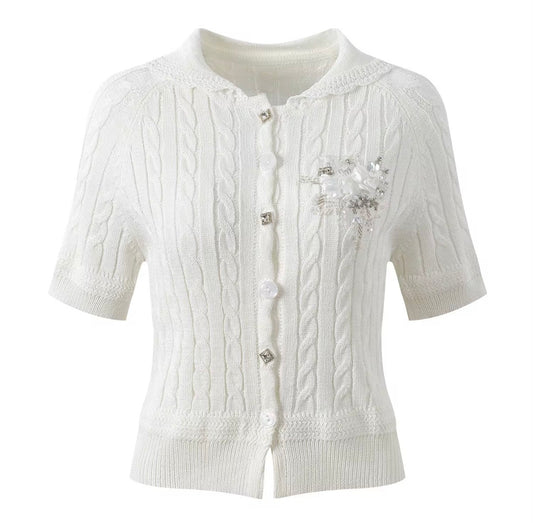 Rosette Knit Cardigan