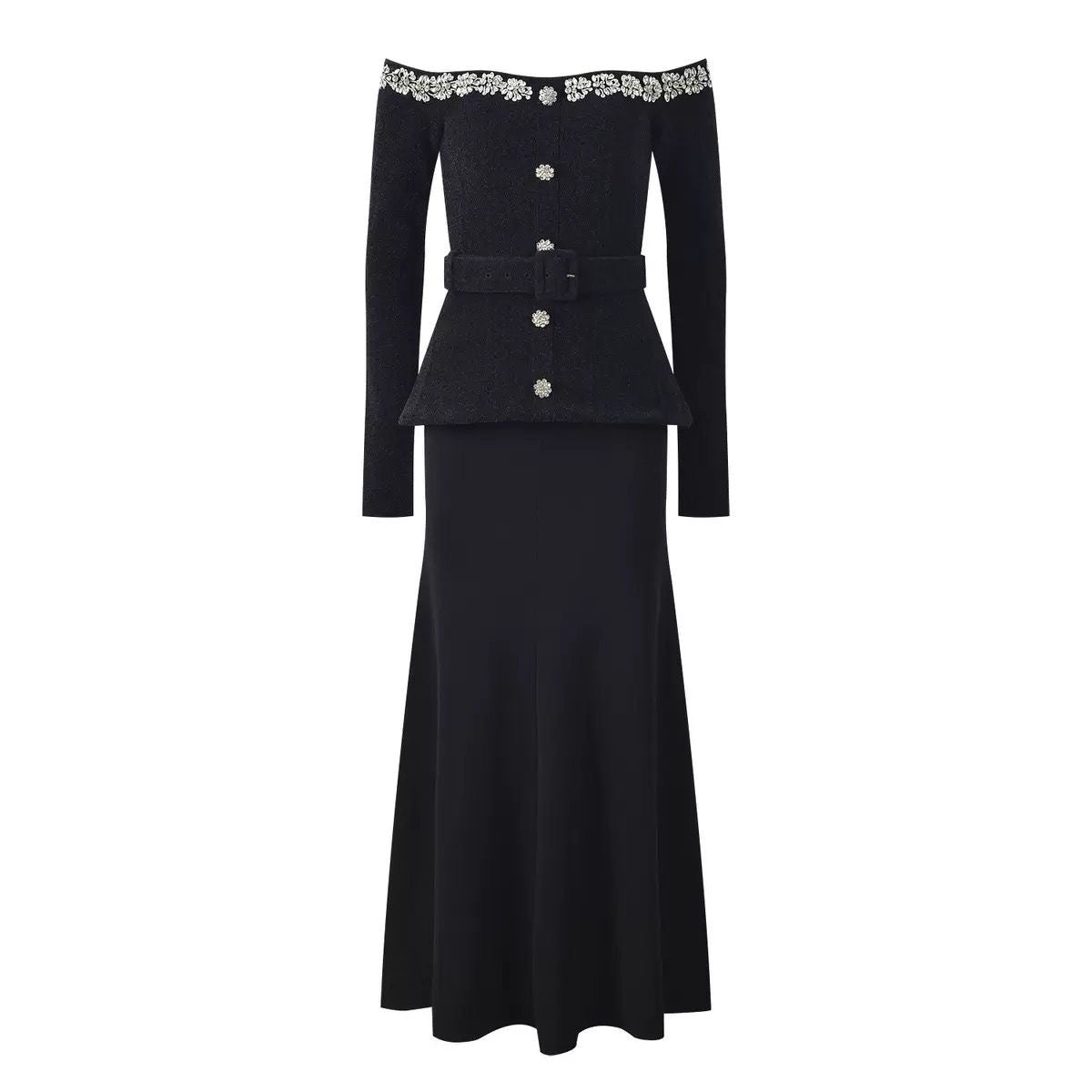 Crystal Empress Off-Shoulder Dress