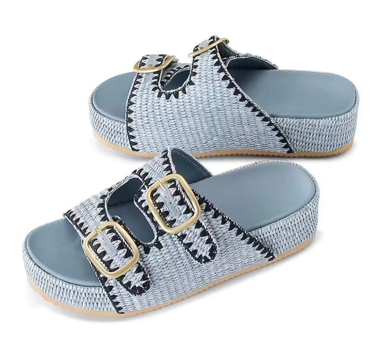 Solara Raffia Slides