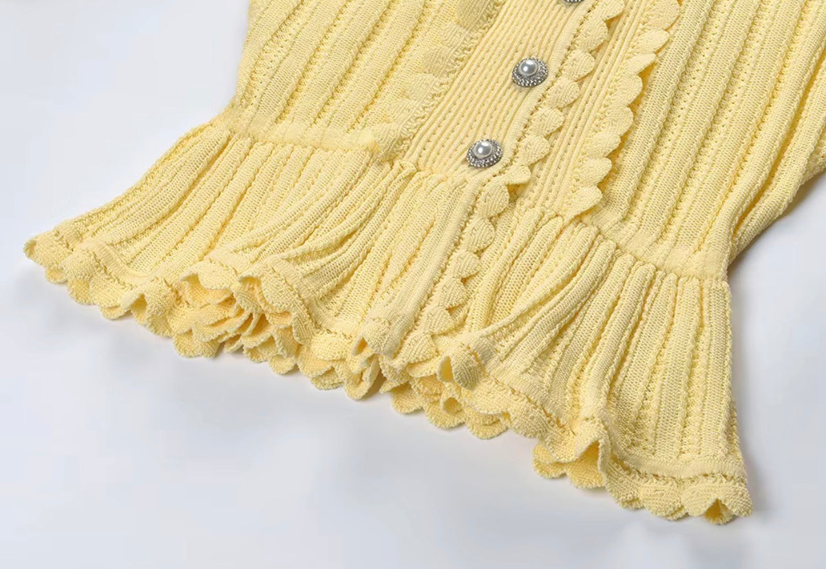 Lace Trim Peplum Knit Skirt Set