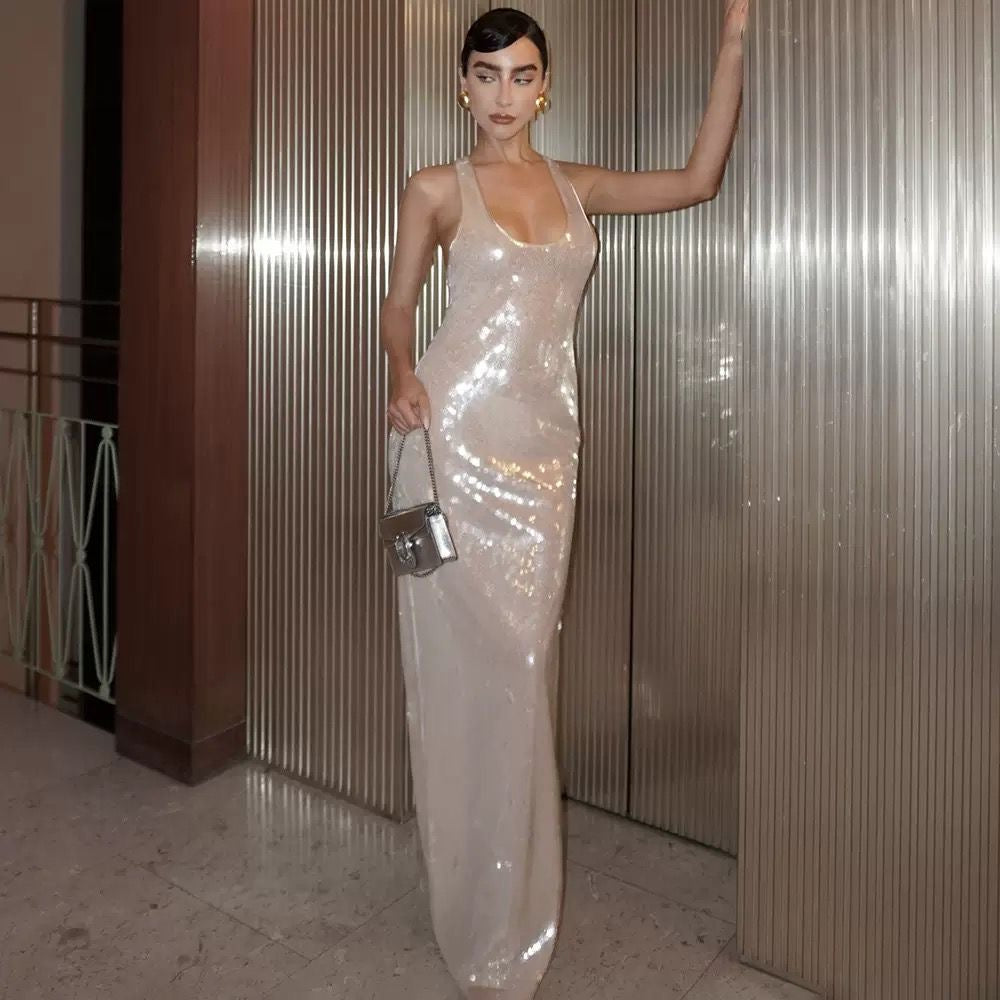 Moonlit Muse Sequin Maxi Dress