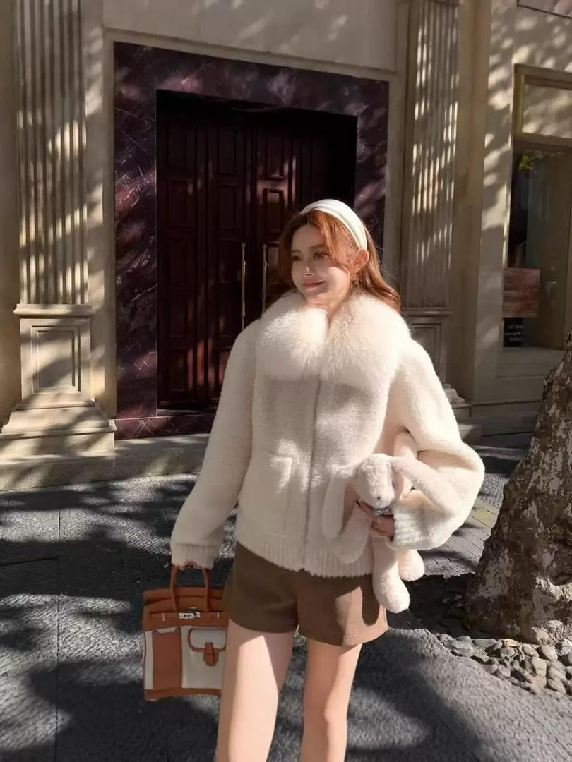 Ivory Cloud Faux-Fur Jacket