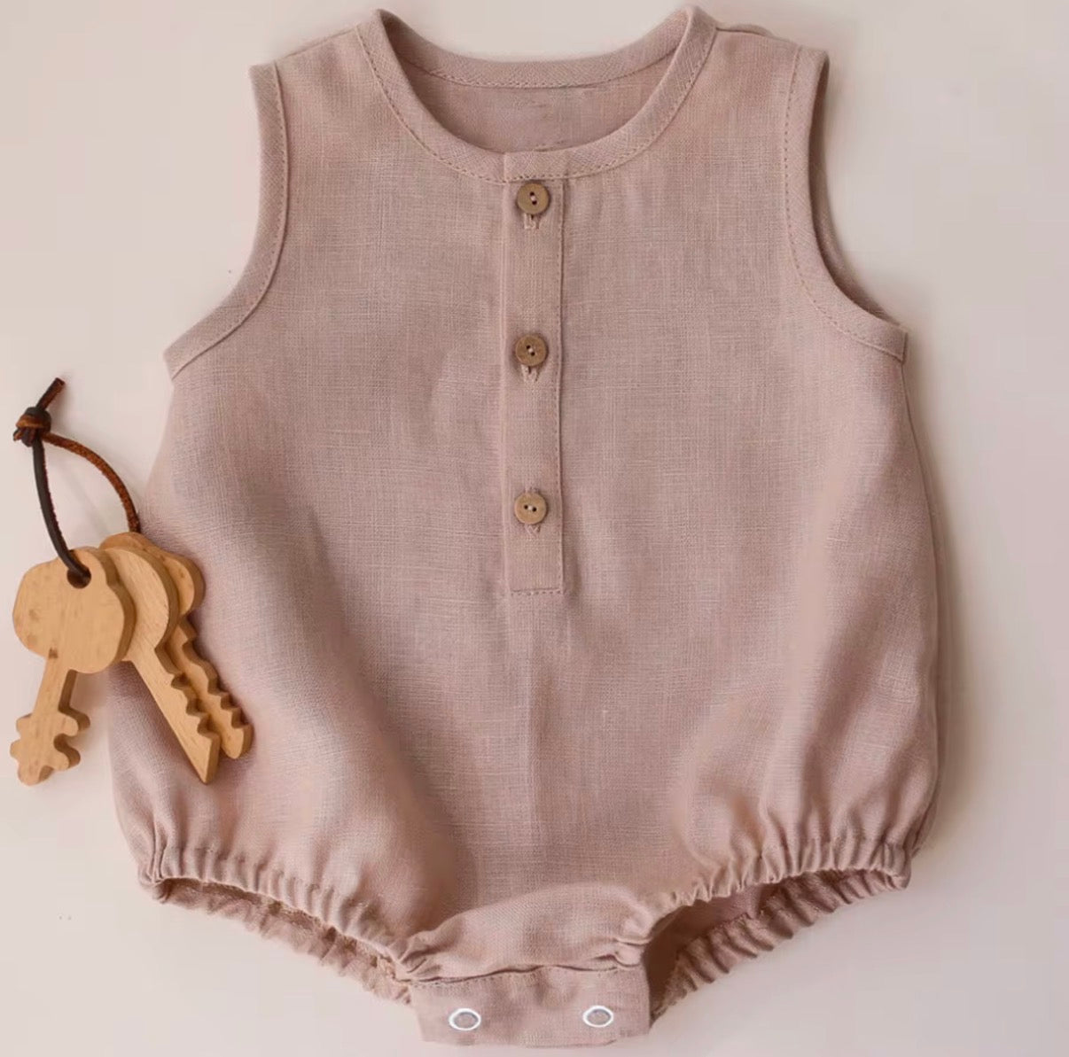 Button Linen Bubble Romper