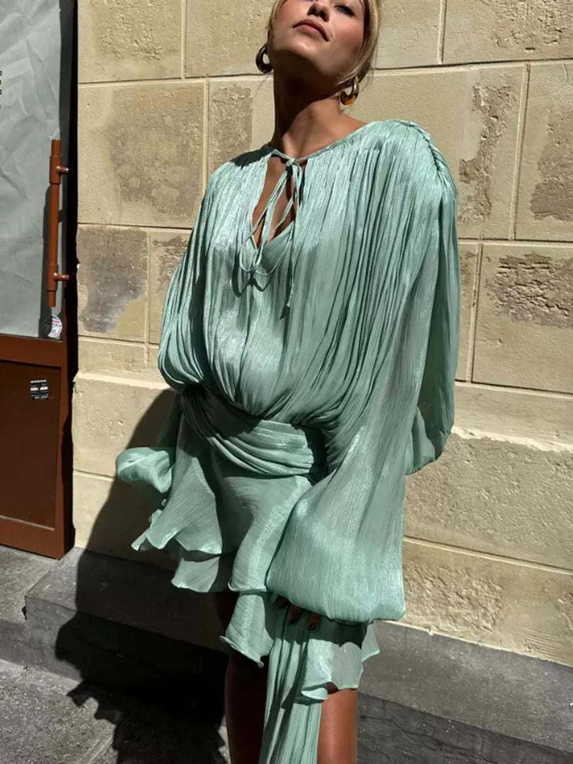 Sheer Tie-Neck Blouse