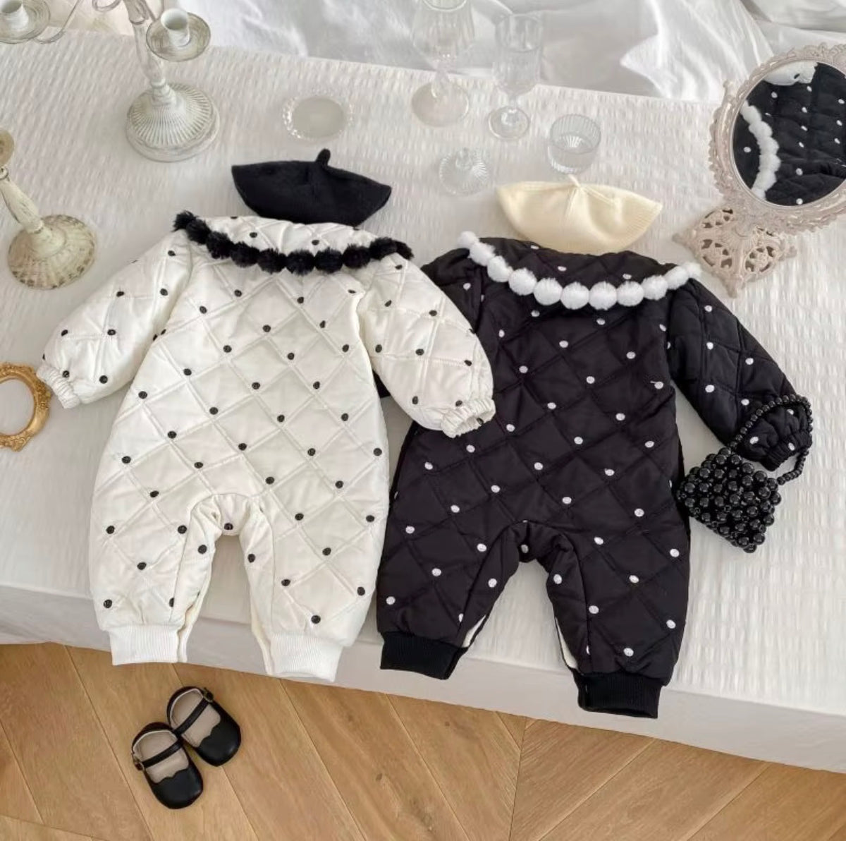 Polka Puff Quilted Romper