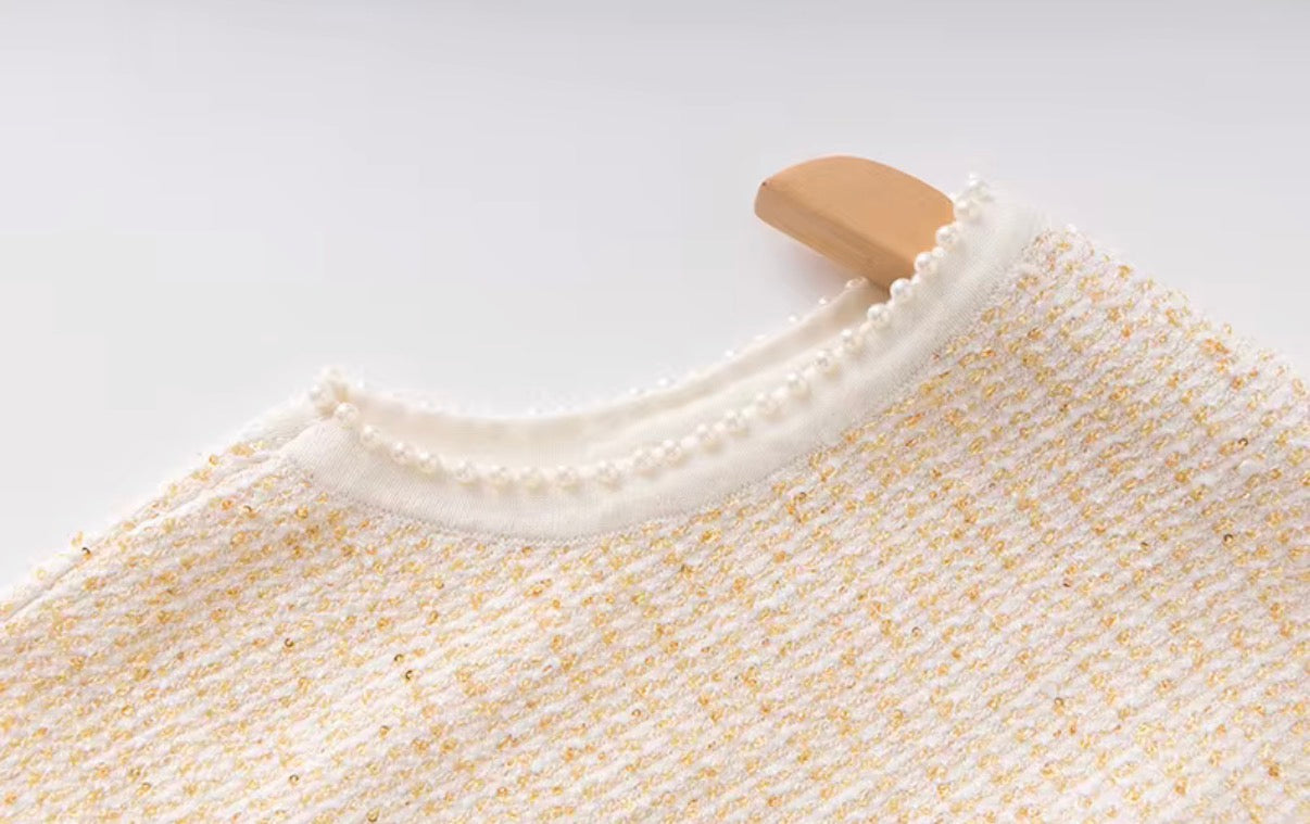 Golden Tweed Muse Mini Dress
