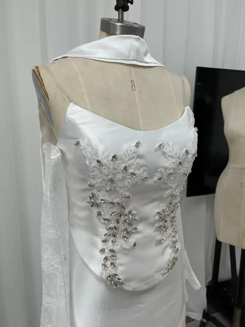 Ivory Crystal Corset Mini Dress