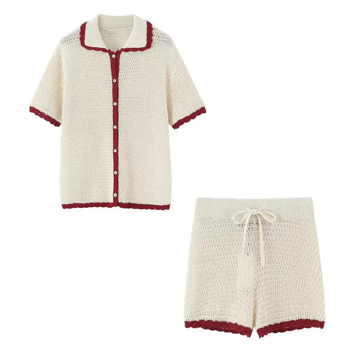 Crimson Trim Knit Set