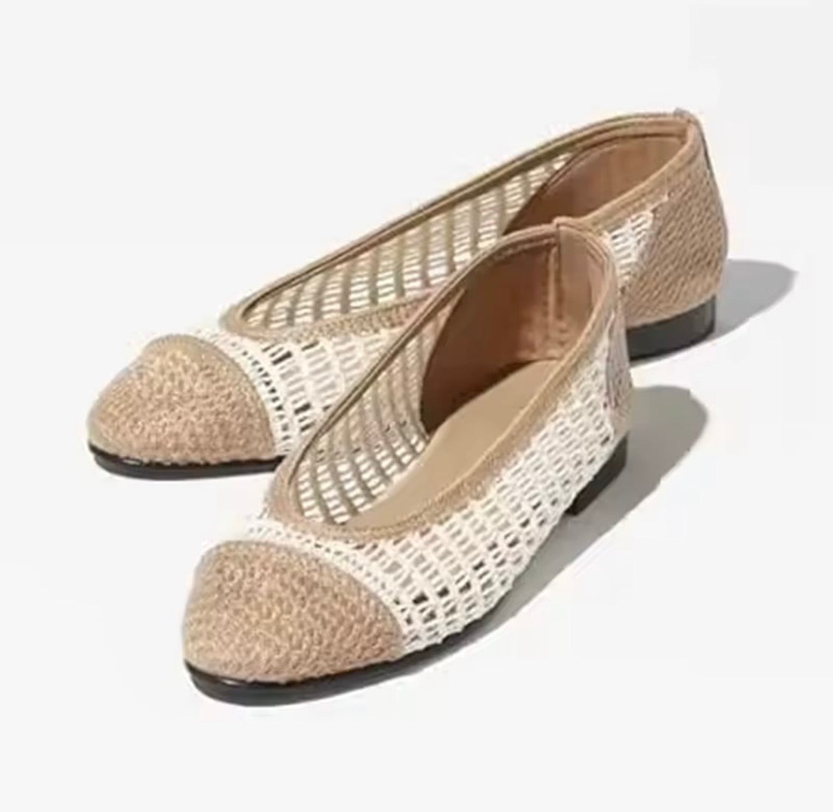 Crochet Cap Toe Ballet Flats
