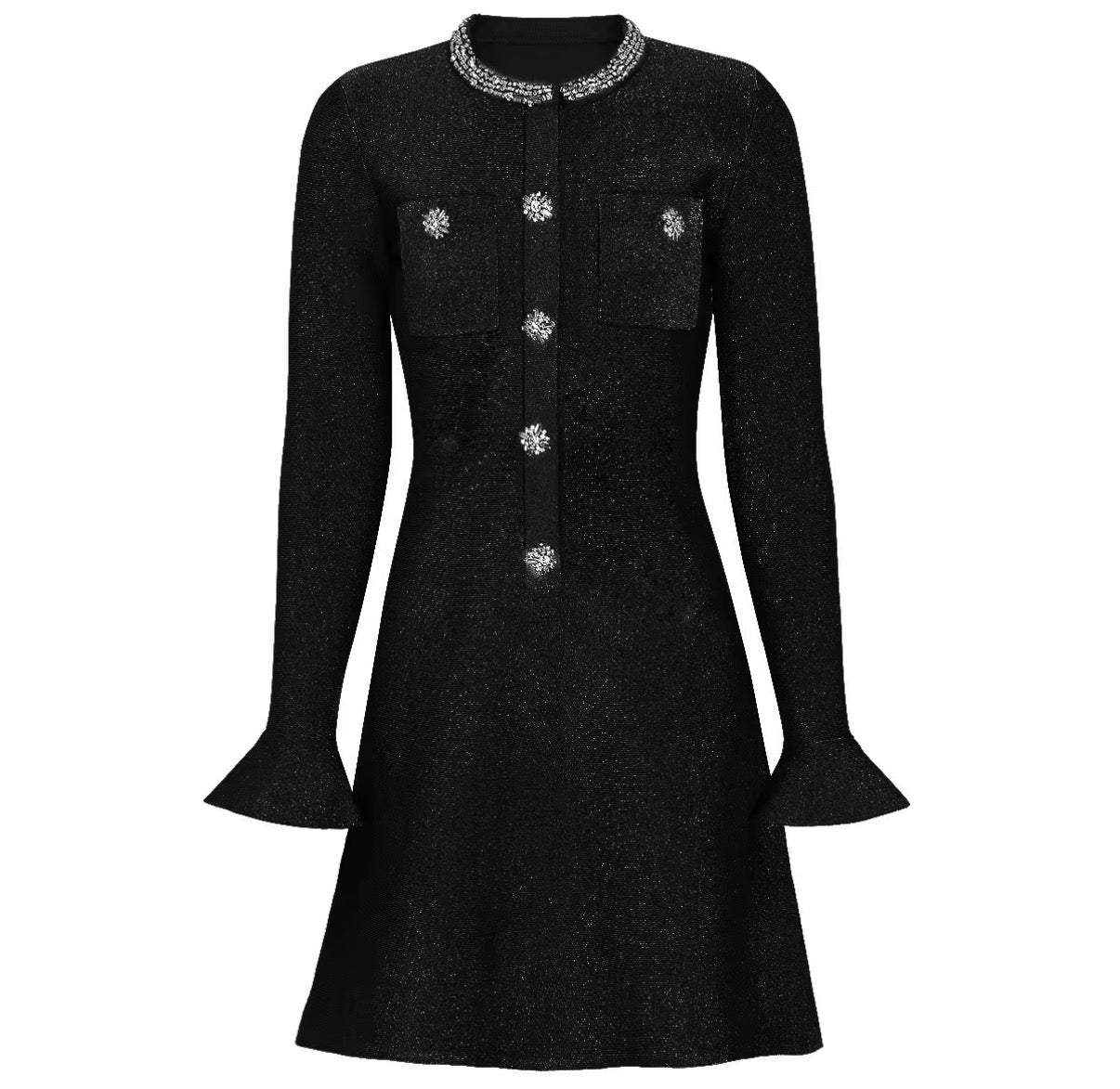 Long Sleeve Textured Mini Dress