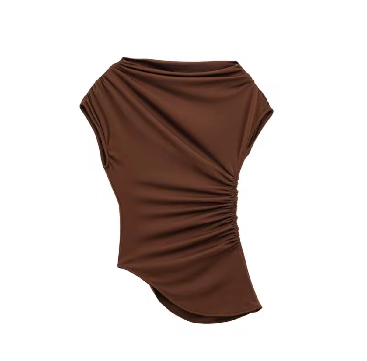 Ruched Asymmetric Draped Top