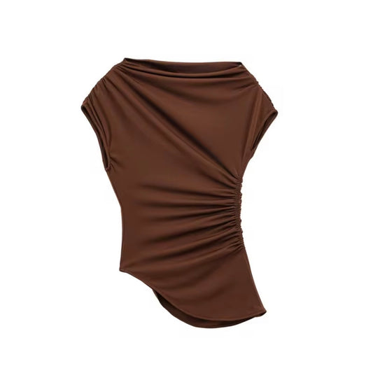 Ruched Asymmetric Draped Top