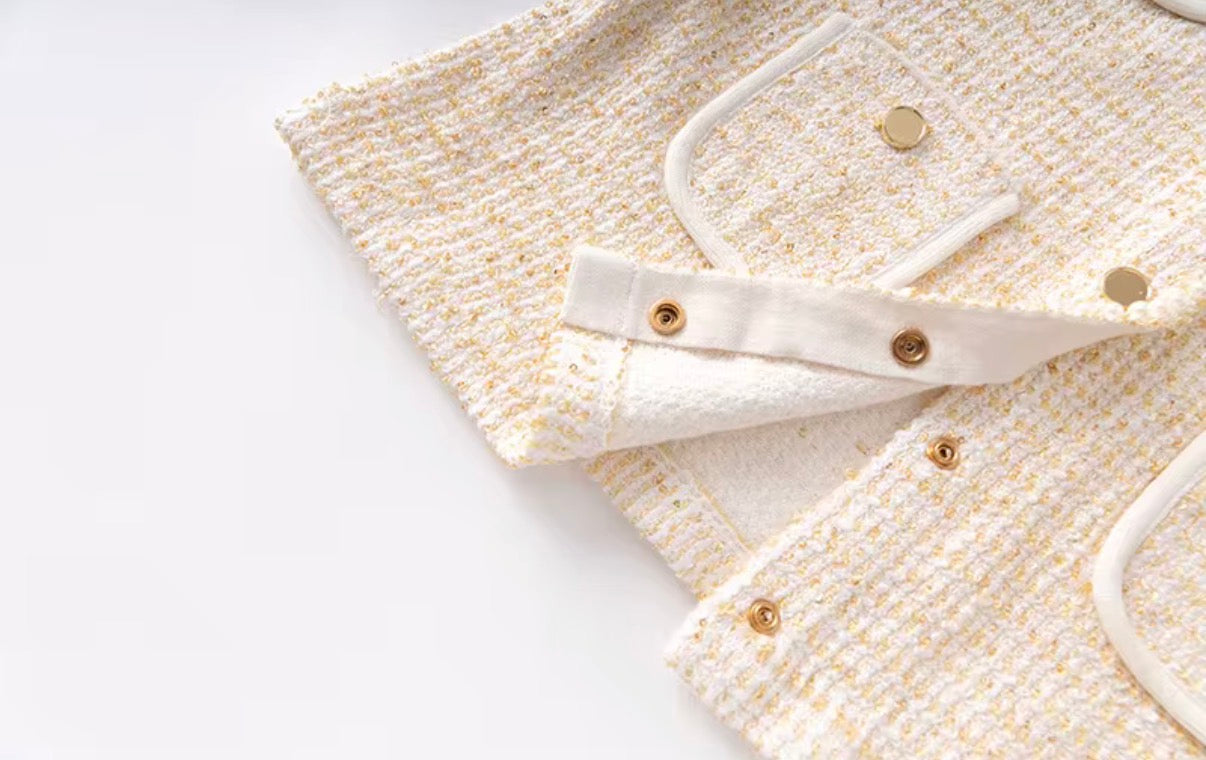Golden Tweed Muse Mini Dress