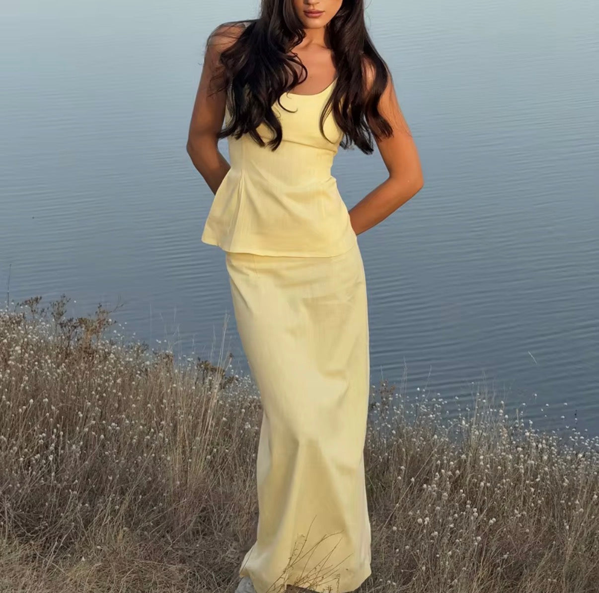 Structured Tank & Maxi Skirt Set