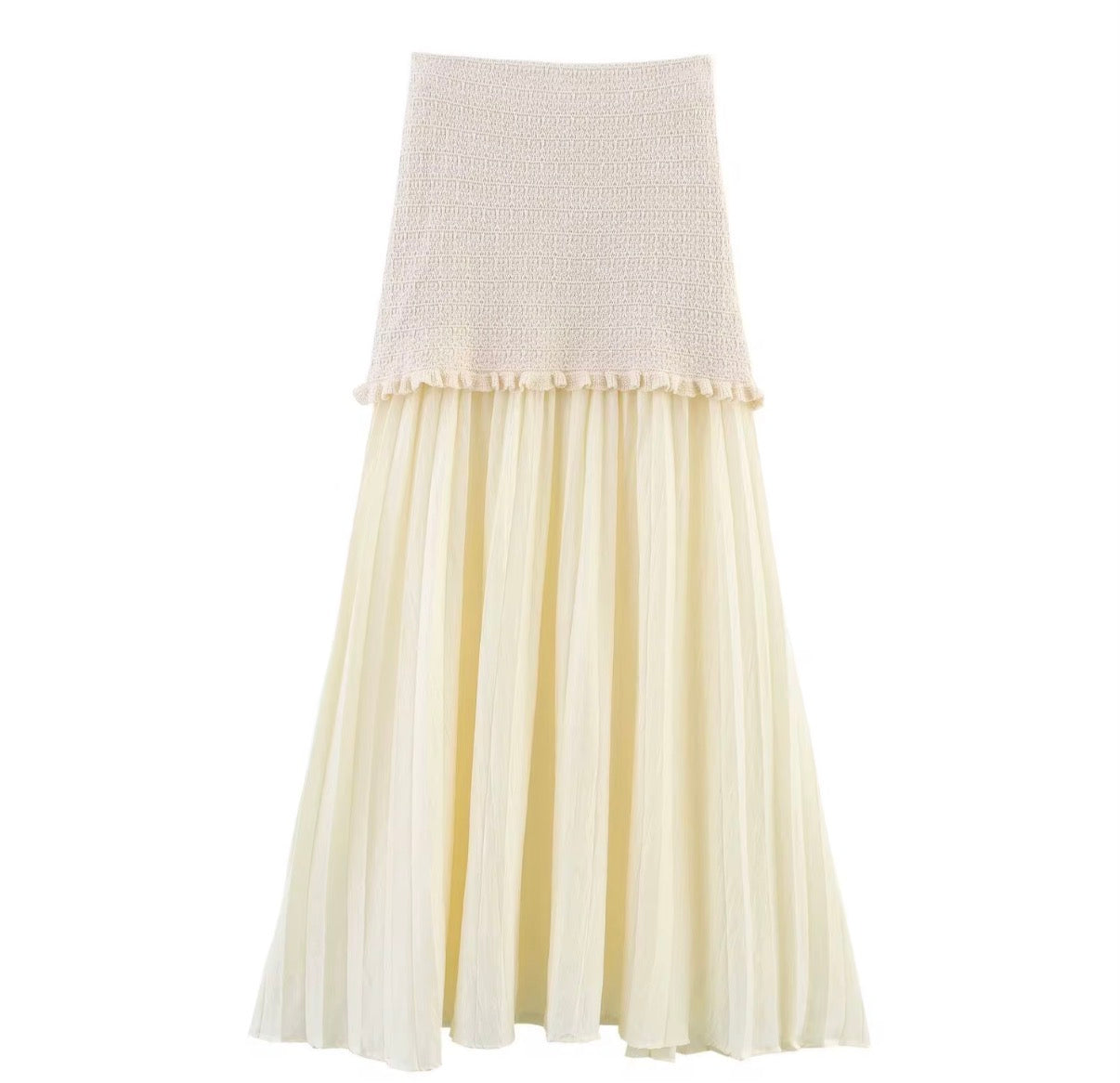 Textured Button-Up Top & Pleated Maxi Skirt Set