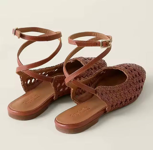 Lace-Up Woven Flats