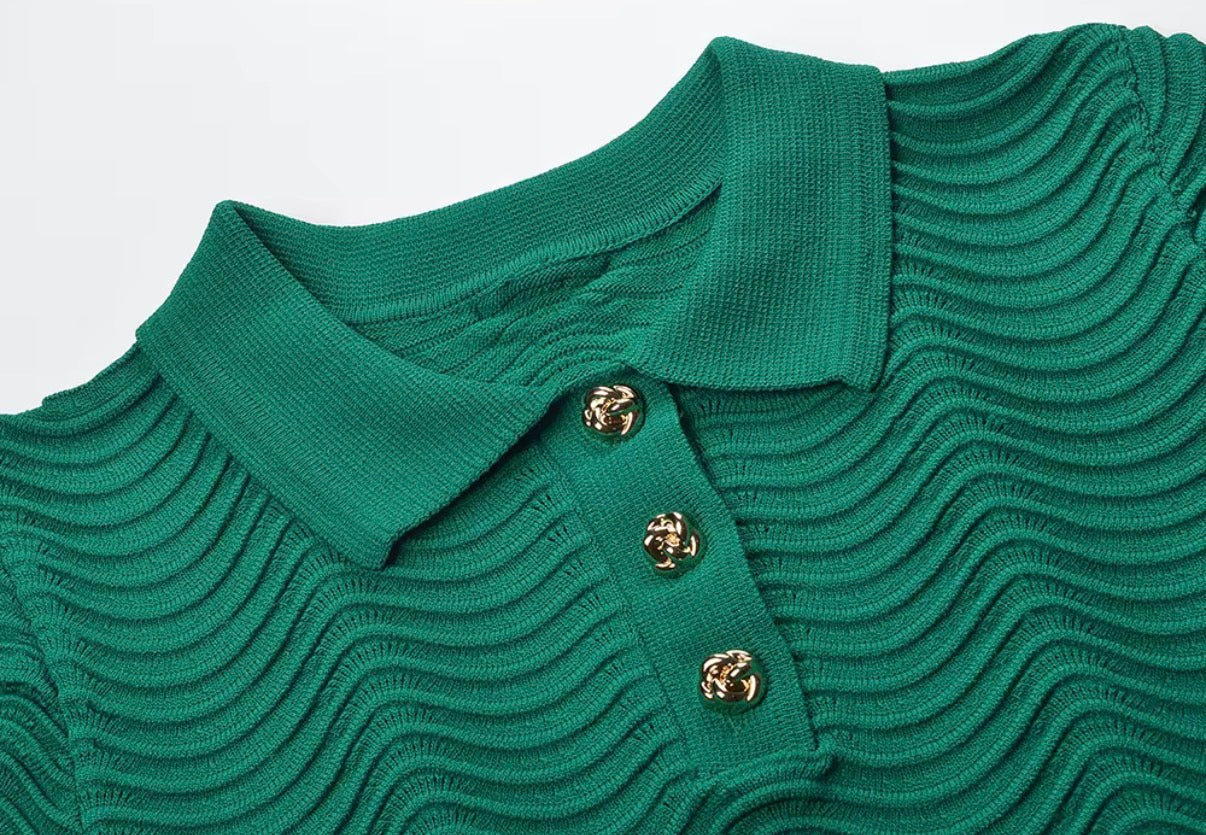 Emerald Wave Knit Skirt Set