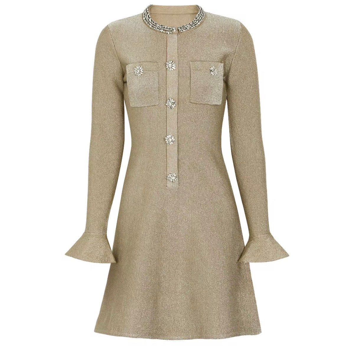 Long Sleeve Textured Mini Dress