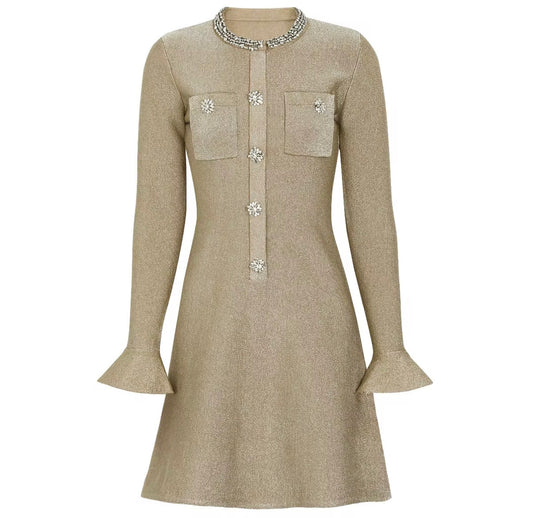 Long Sleeve Textured Mini Dress