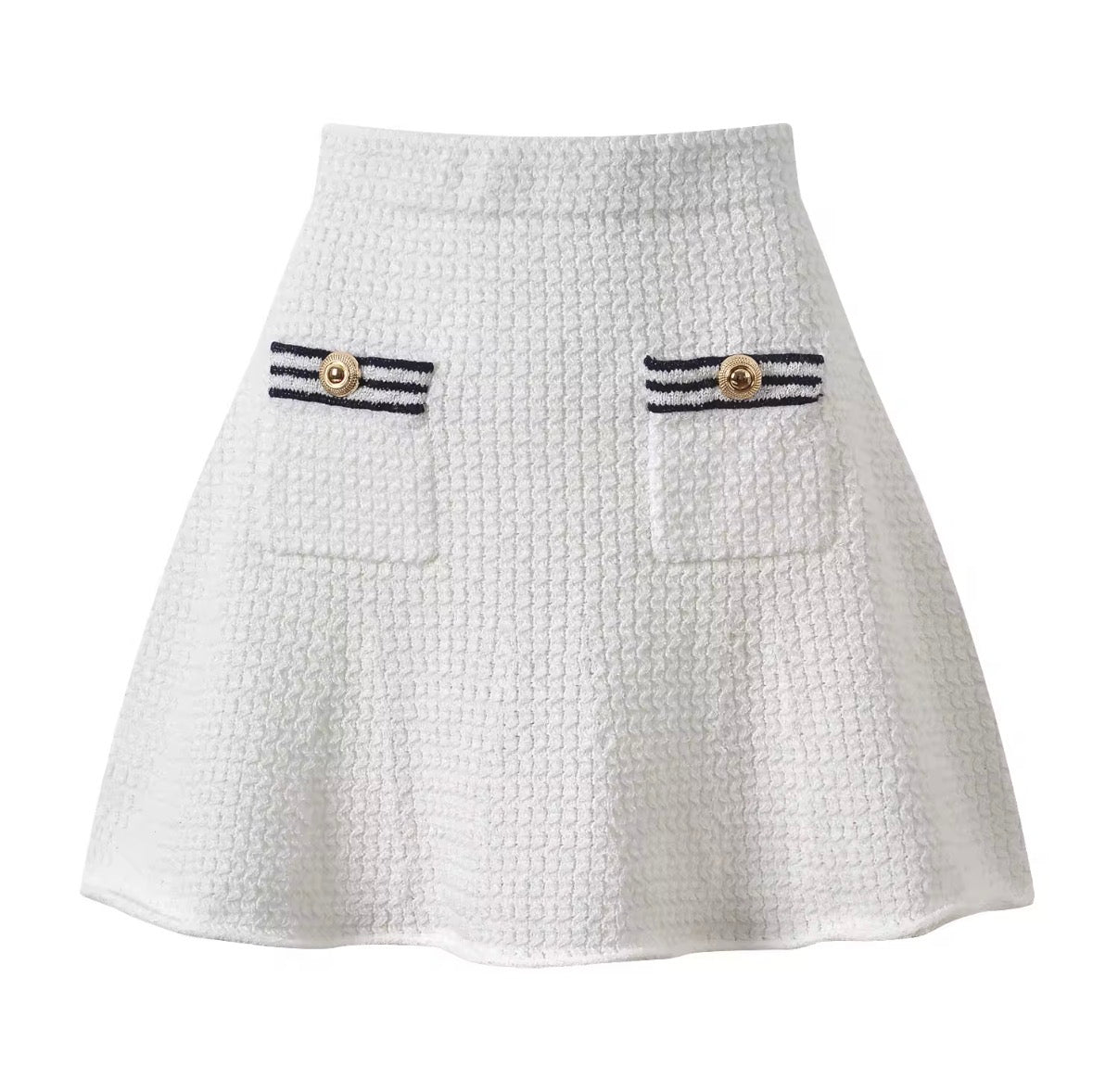 Nautical Stripe Button Top & Mini Skirt Set